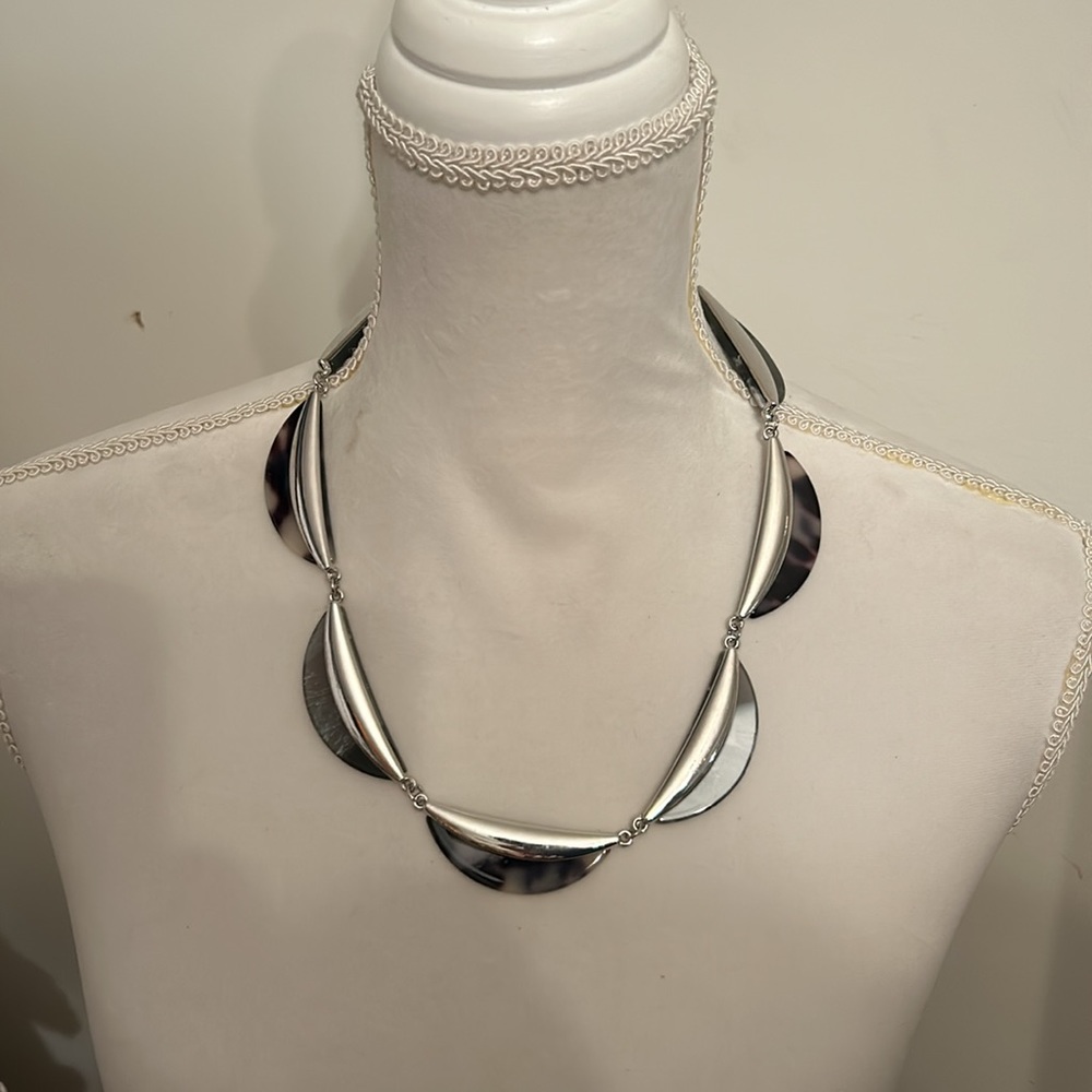 Silver Tone Statement Link Necklace - image 2